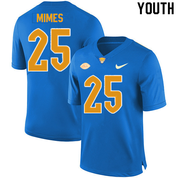Youth #25 Kaymar Mimes Pitt Panthers College Football Jerseys Sale-New Royal